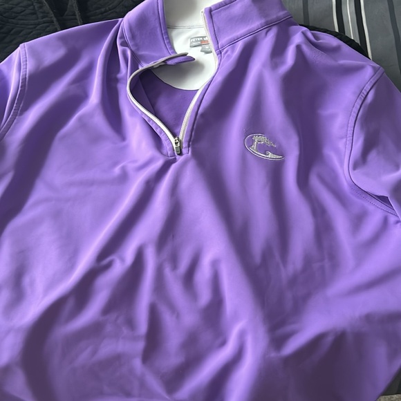 Peter Millar Pullover Top Medium Mens Purple Wicking Golf 1/2 Zip - Picture 2 of 3